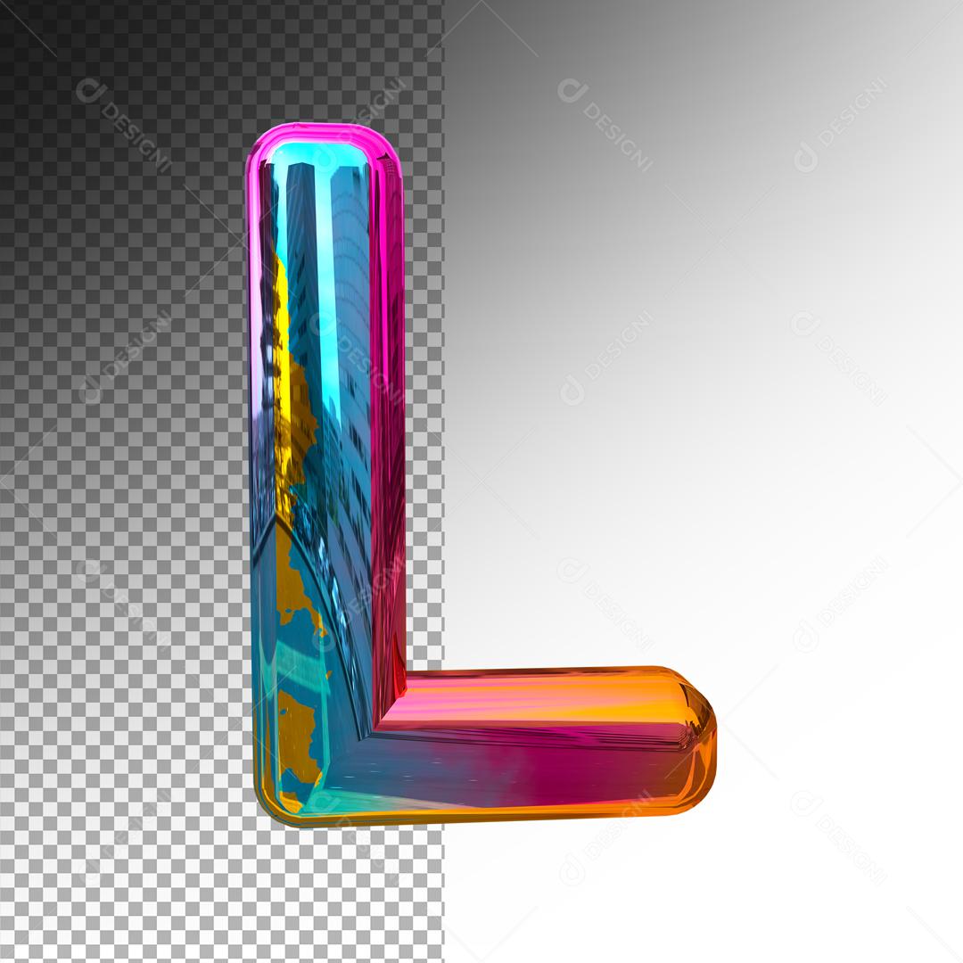 Letra L 3D Colorida Elemento Para Composição