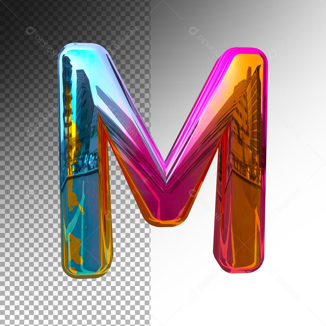 Letra M 3D Colorida Elemento Para Composição