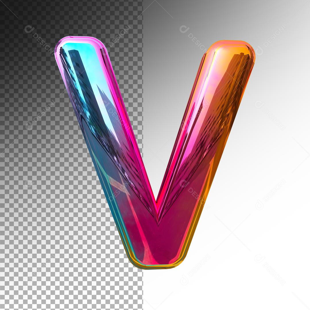 Letra V 3D Colorida Elemento Para Composição