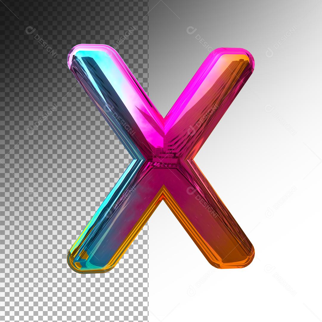 Letra X 3D Colorida Elemento Para Composição