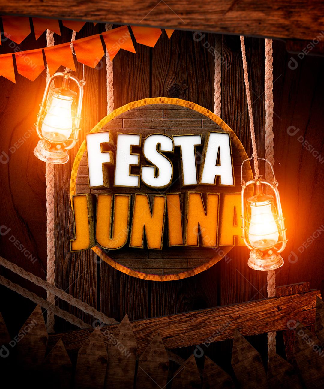 Selo 3D Para Composição Festa Junina Arraiá Social Media PSD Editável