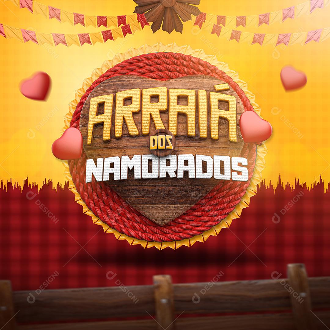 Arraiá dos Namorados Selo 3D para Composição PSD