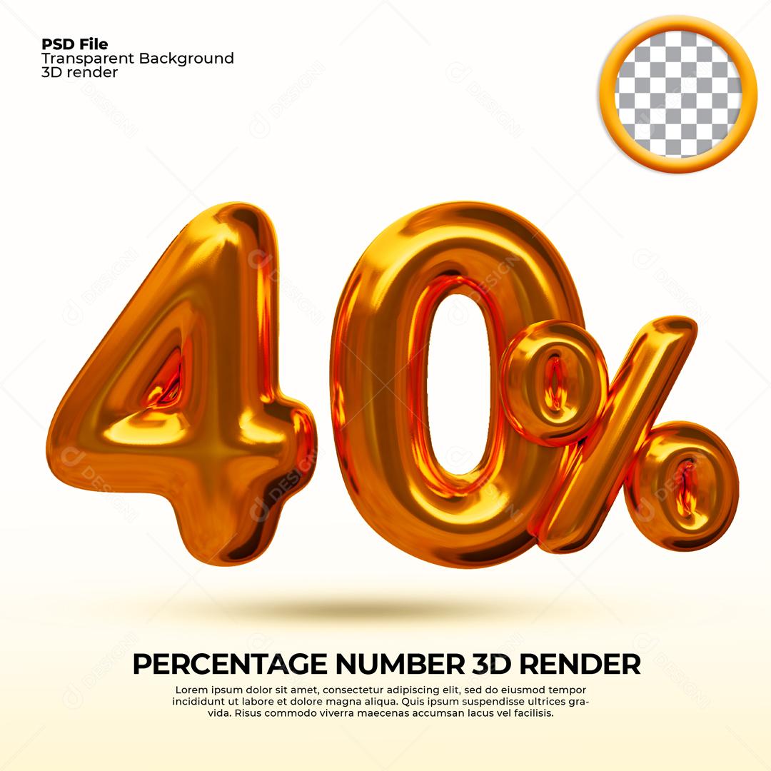 Texto 3D Dourado 40% De Descontos PSD