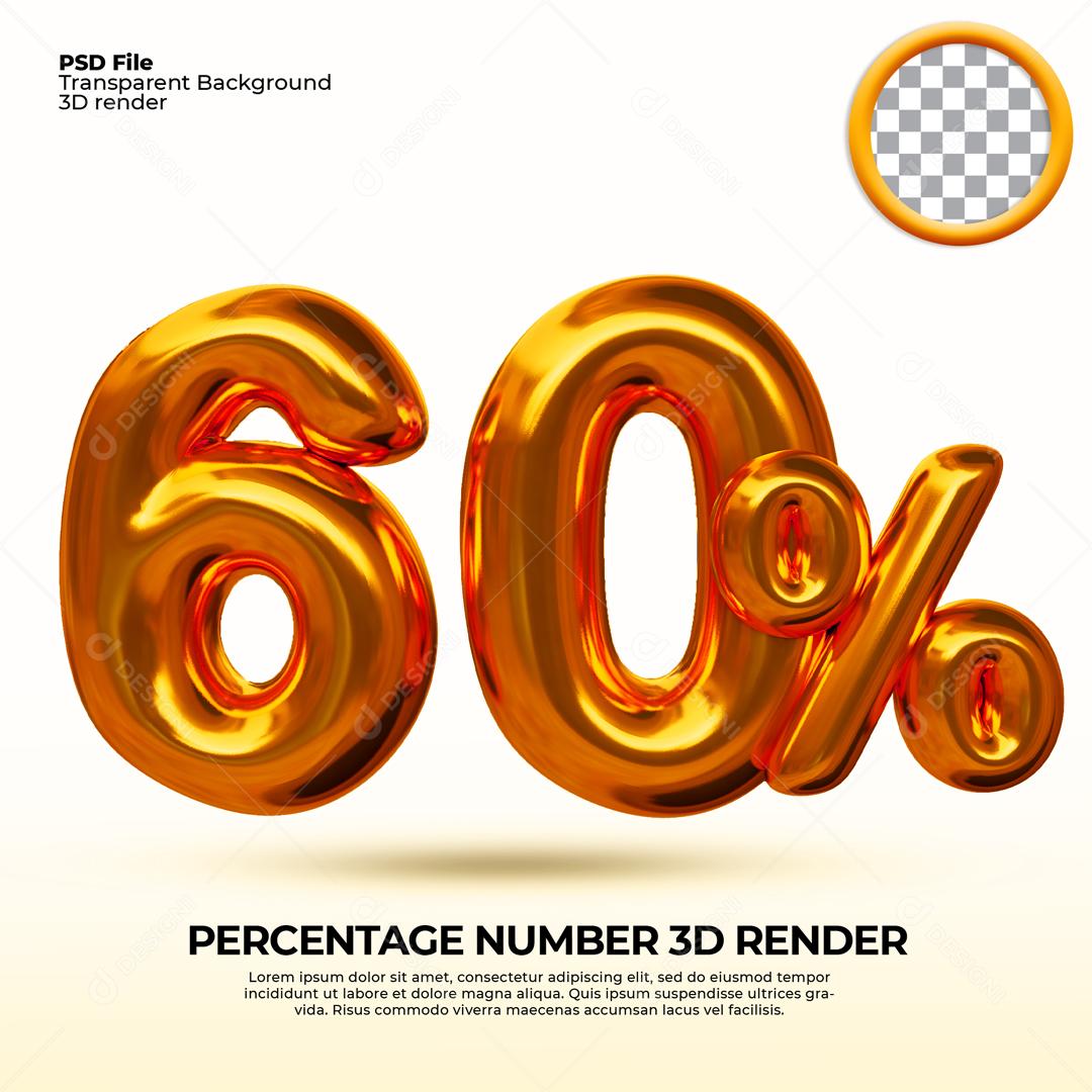 Texto 3D Dourado 60% De Descontos PSD