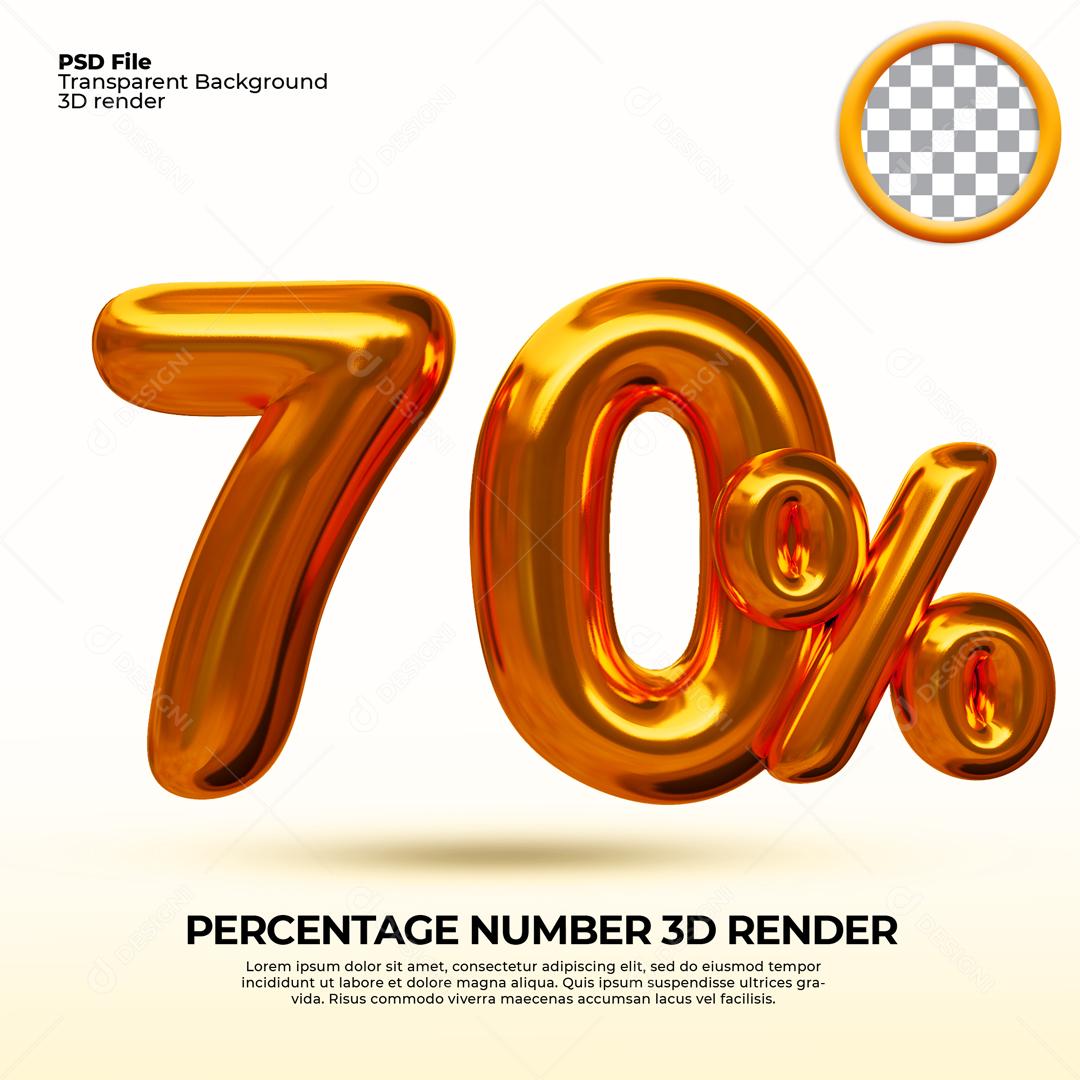 Texto 3D Dourado 70% De Descontos PSD