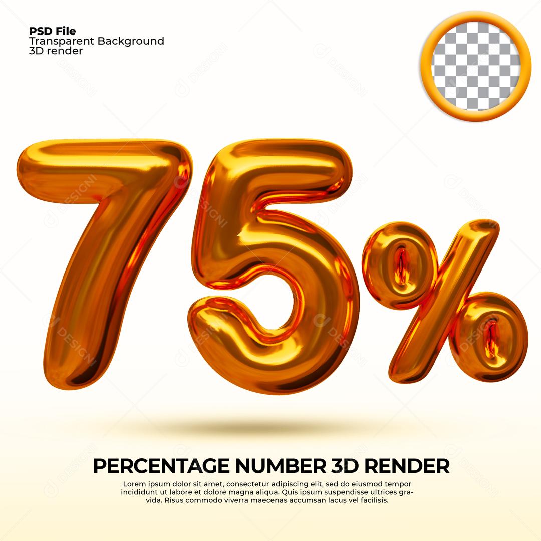 Texto 3D Dourado 75% De Descontos PSD