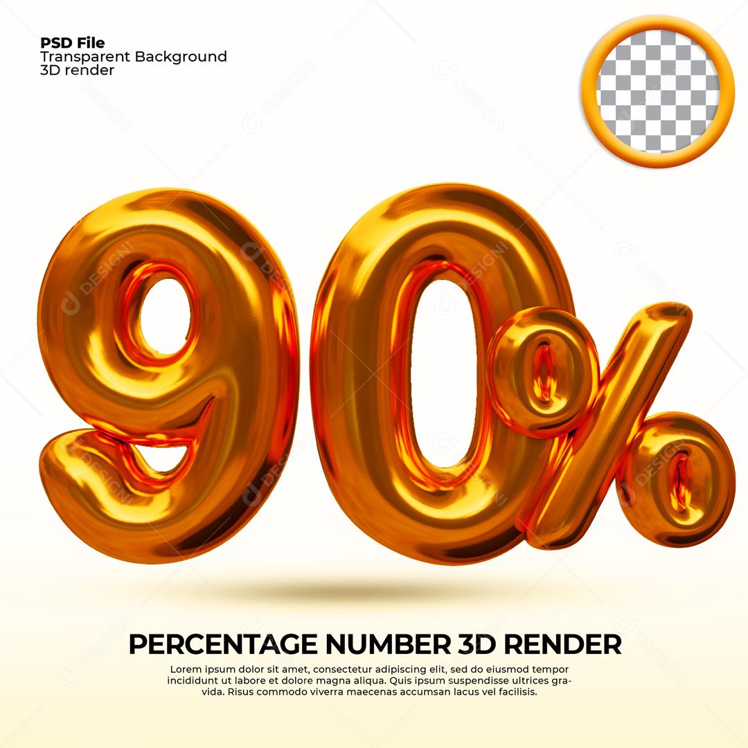 Texto 3D Dourado 90% De Descontos PSD