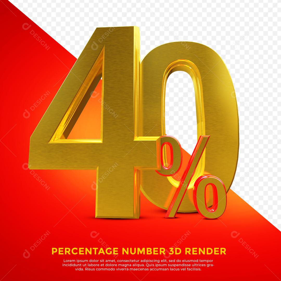 Texto 3D Dourado 40% De Descontos PSD