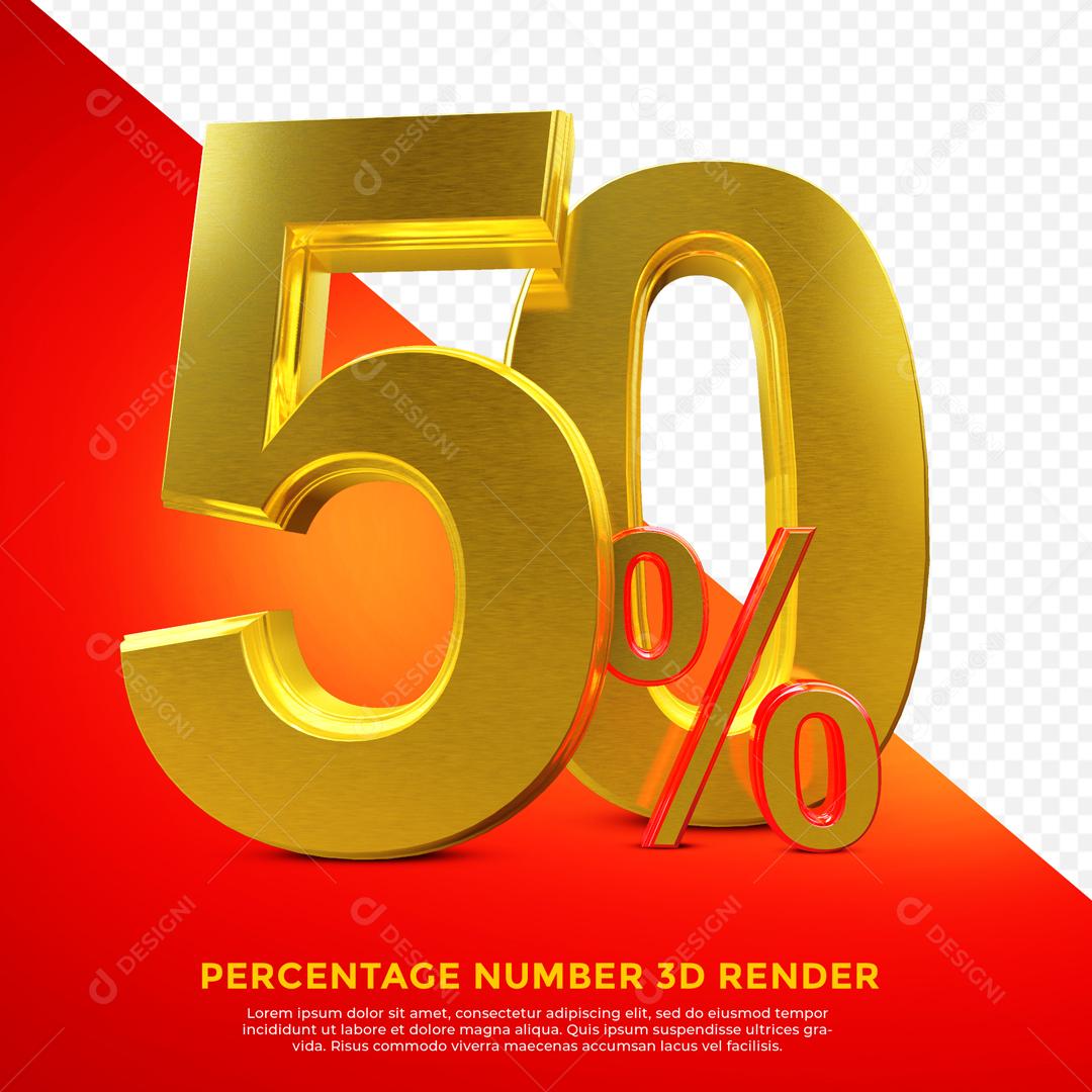 Texto 3D Dourado 50% De Descontos PSD