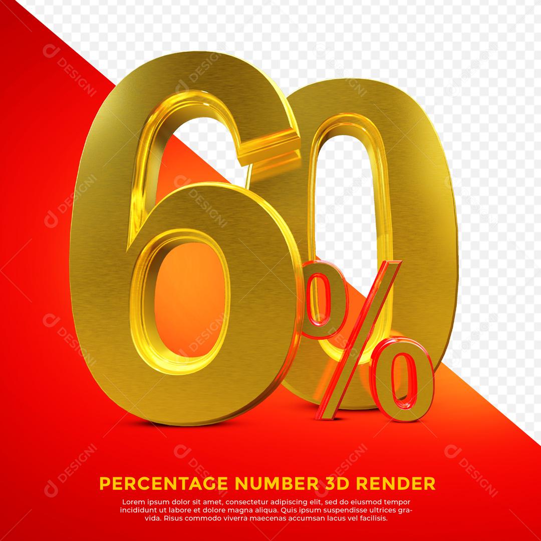 Texto 3D Dourado 60% De Descontos PSD