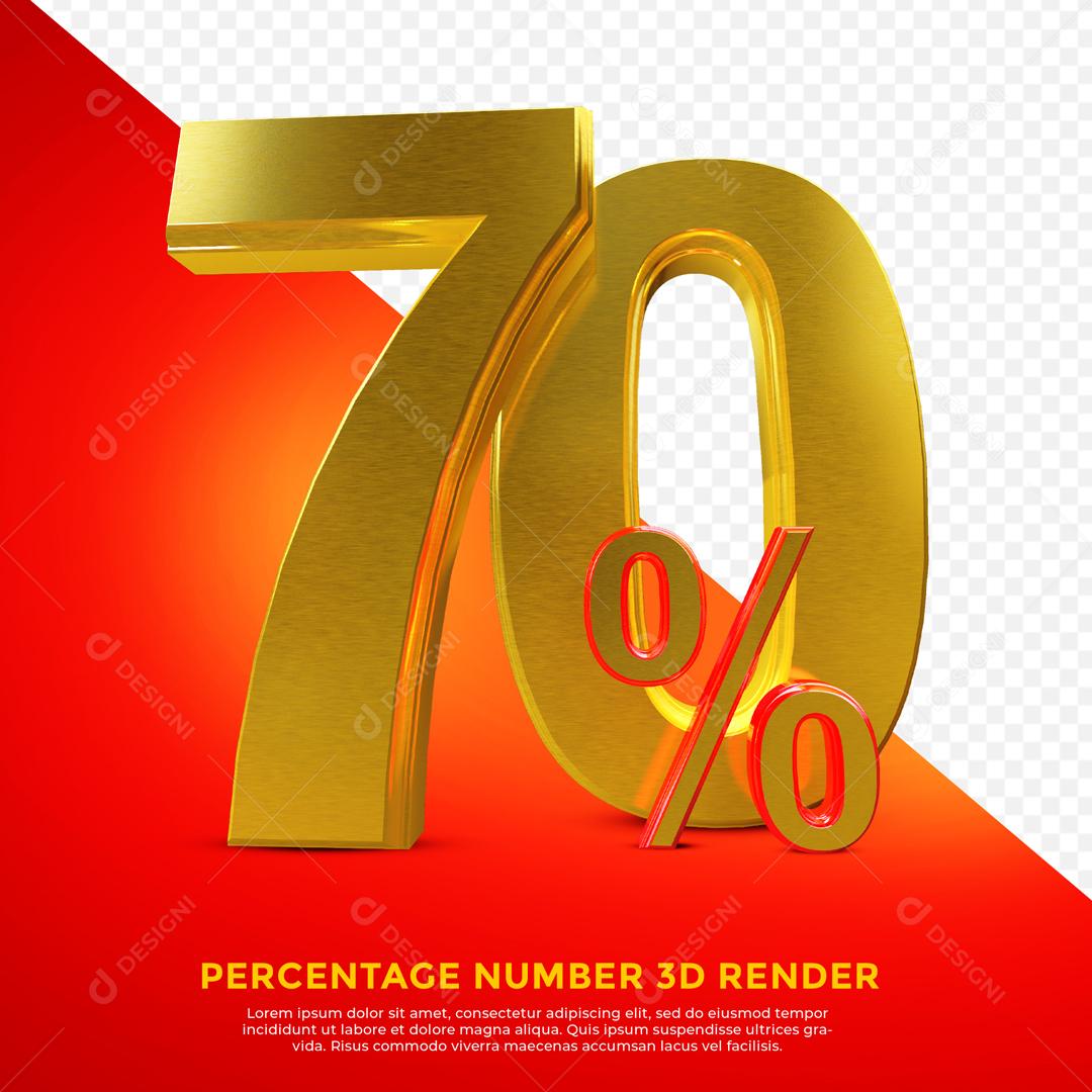 Texto 3D Dourado 70% De Descontos PSD