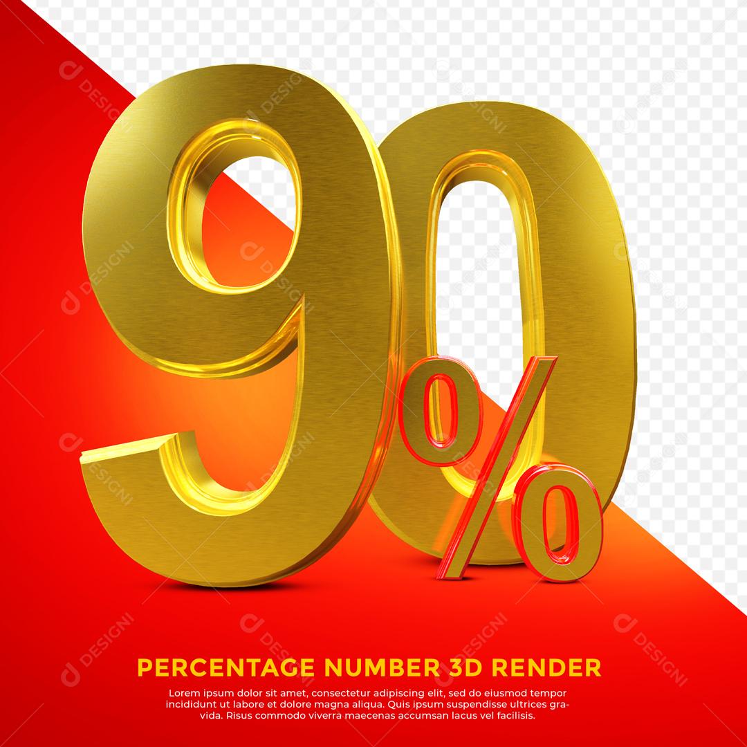 Texto 3D Dourado 90% De Descontos PSD