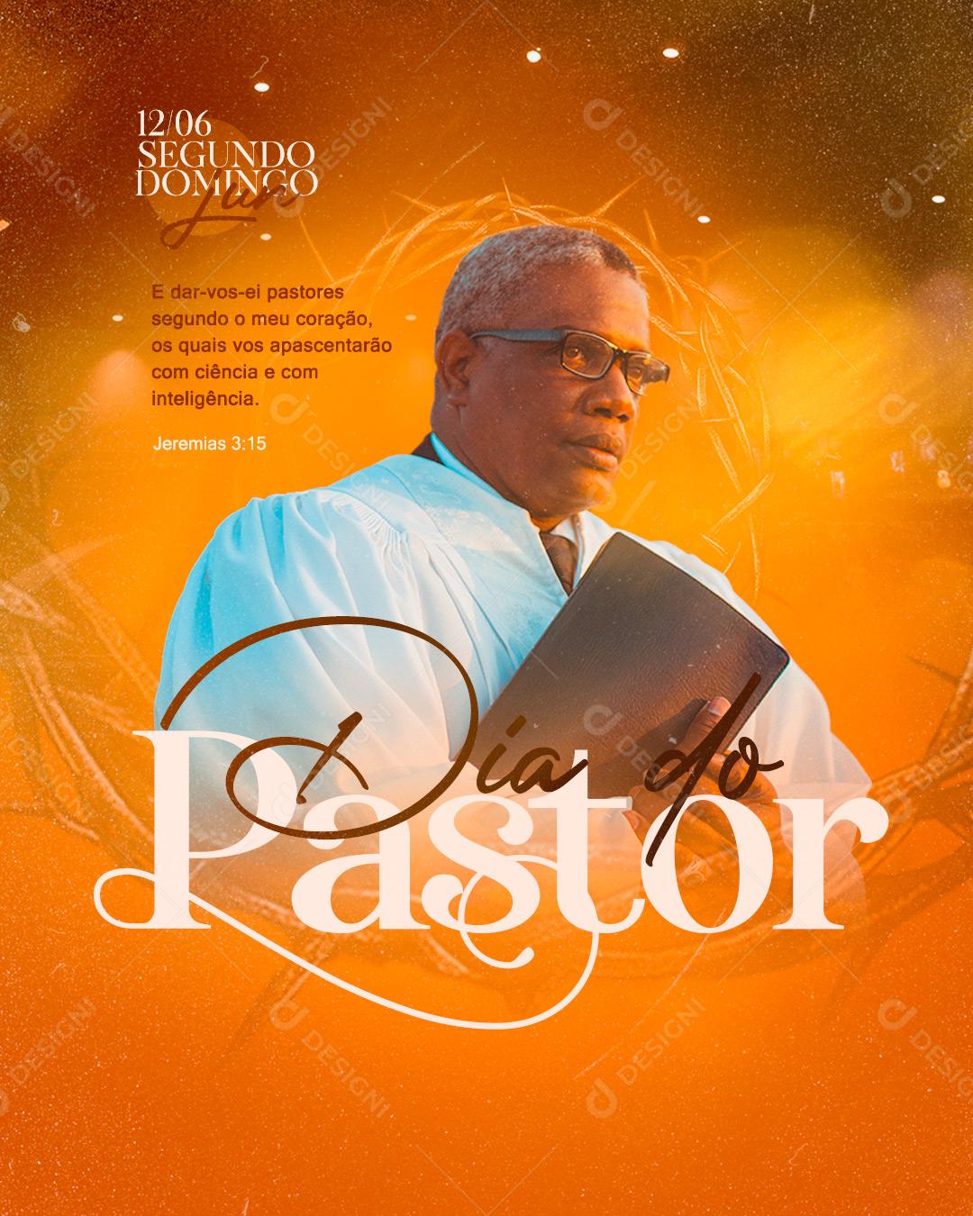 Social Media E dar vos ei pastores segundo o meu coração Dia do Pastor PSD Editável
