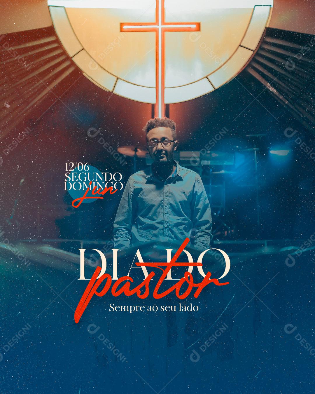 Social Media Sempre ao seu Lado Dia do Pastor 12 de Junho PSD Editável