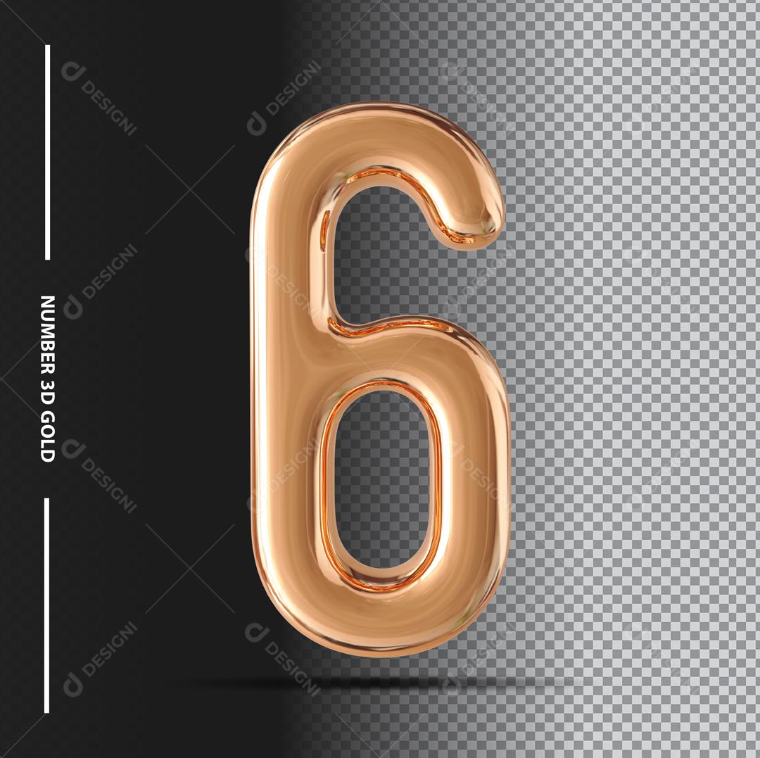 Número 4 Dourado 3D Para composição PSD