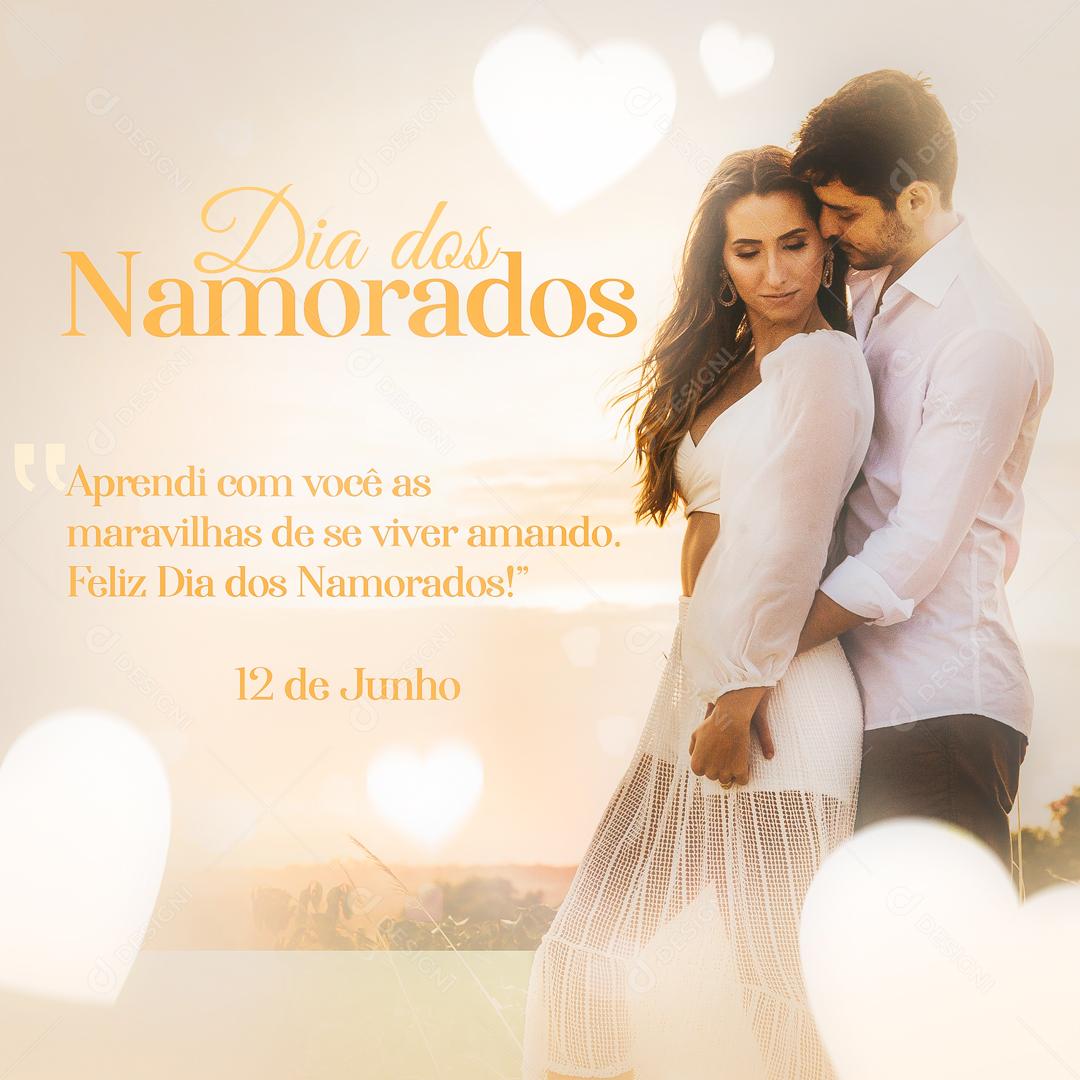 Post Feed 12 de Junho Dia Dos Namorados Aprendi Com Você Social Media PSD Editável