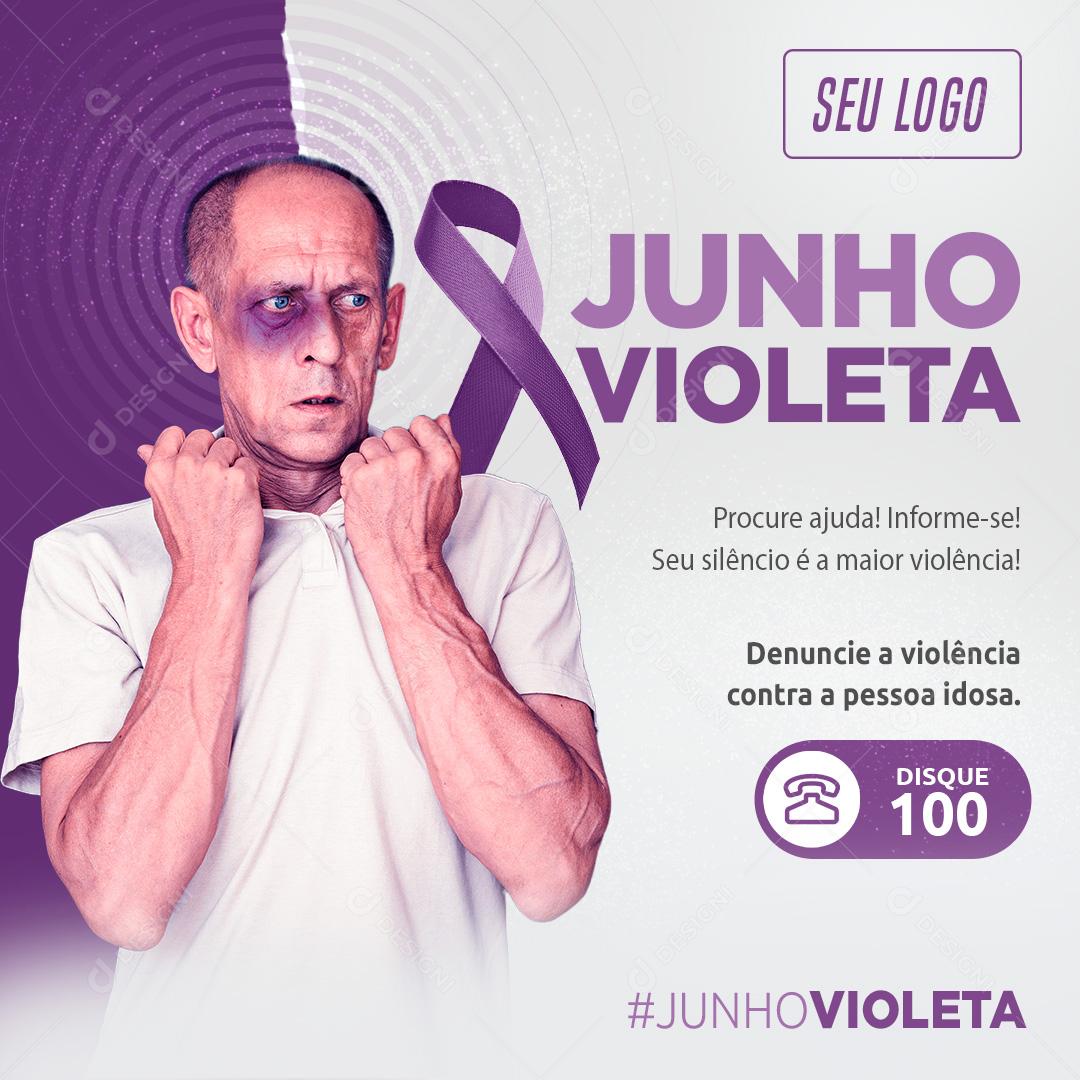 Social Media Junho Violeta Denuncie a Violência PSD Editável