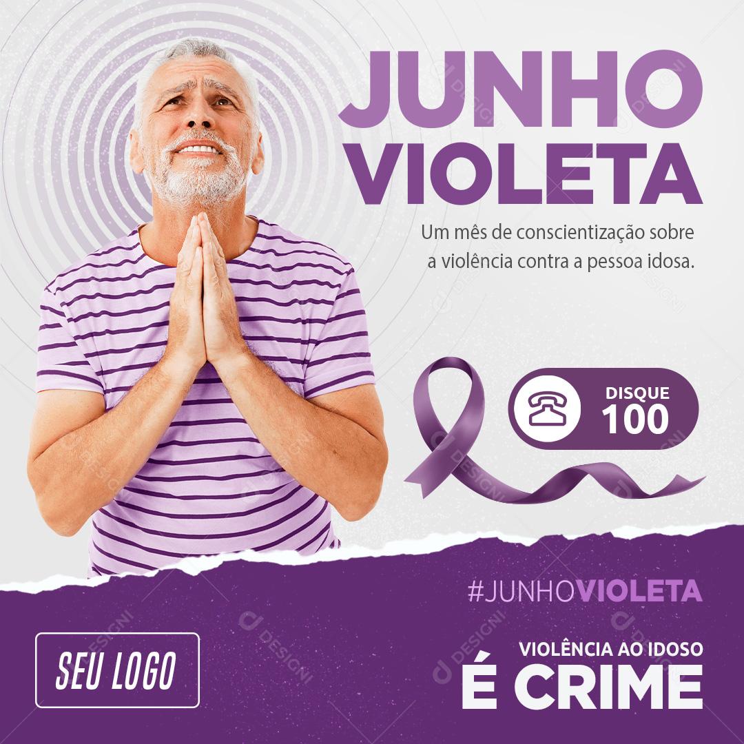 Social Media Junho Violeta Um Mês de Conscientização PSD Editável