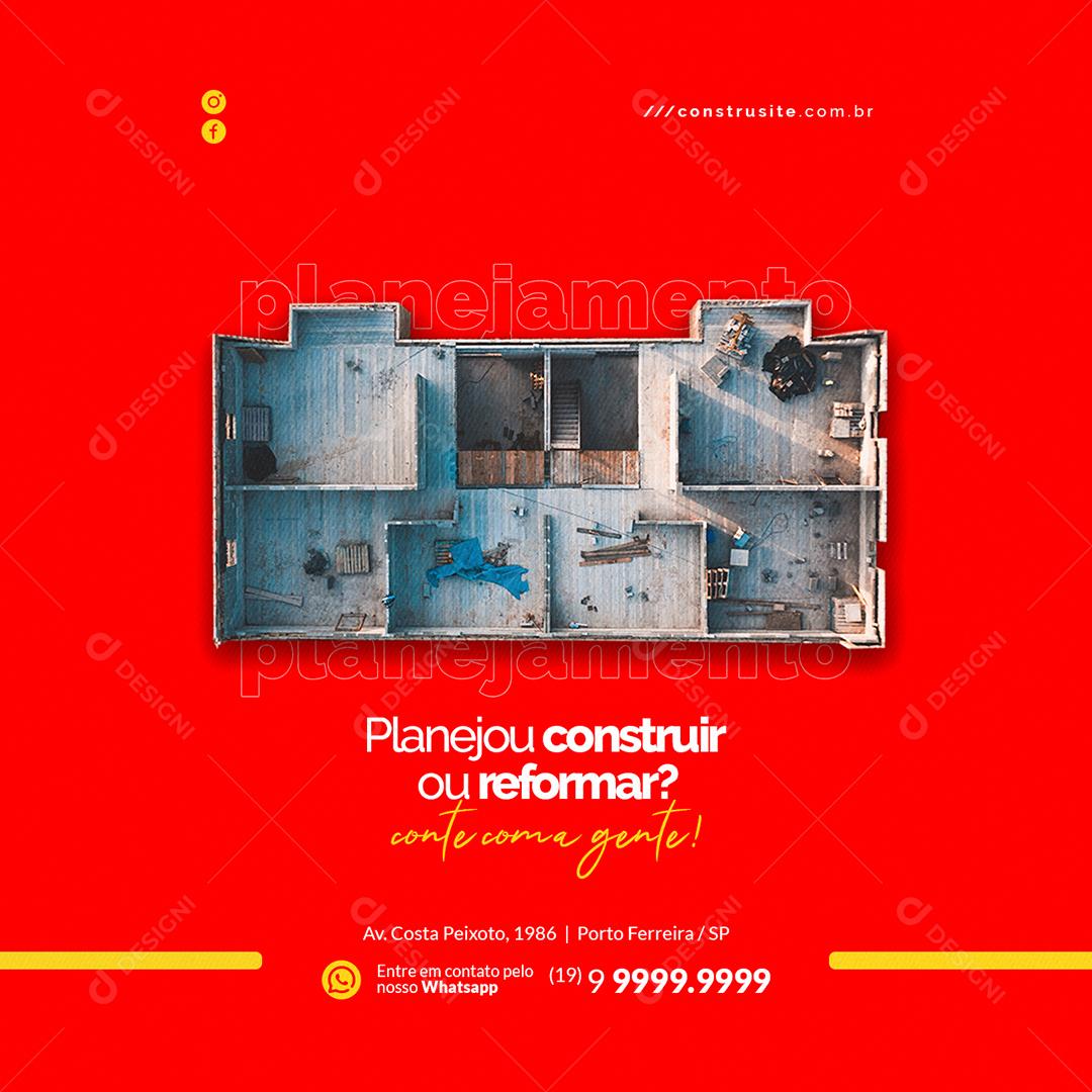 Materiais De Construção Planejou construir ou reformar Social Media PSD Editável