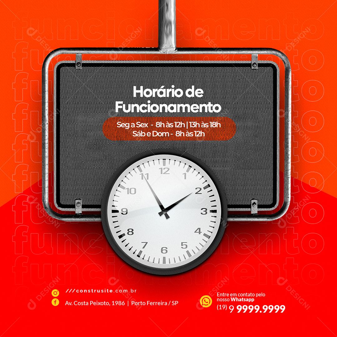 Social Media Horário de Atendimento Materiais De Construção PSD Editável