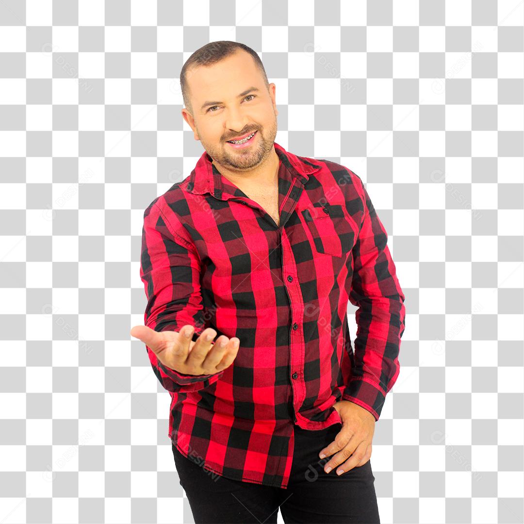 Homem branco chamando para festa junina São João