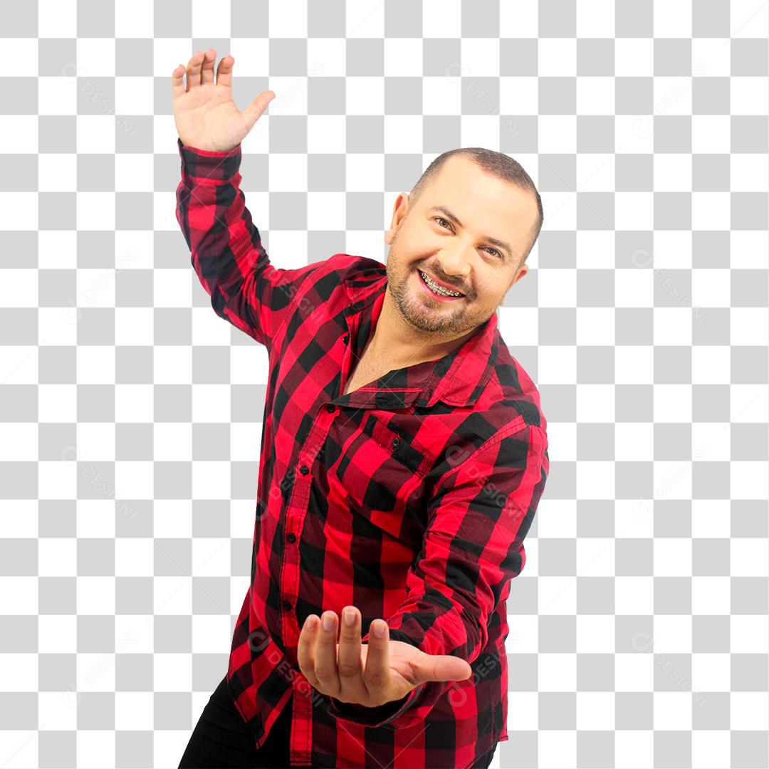 Homem branco chamando para festa junina São João