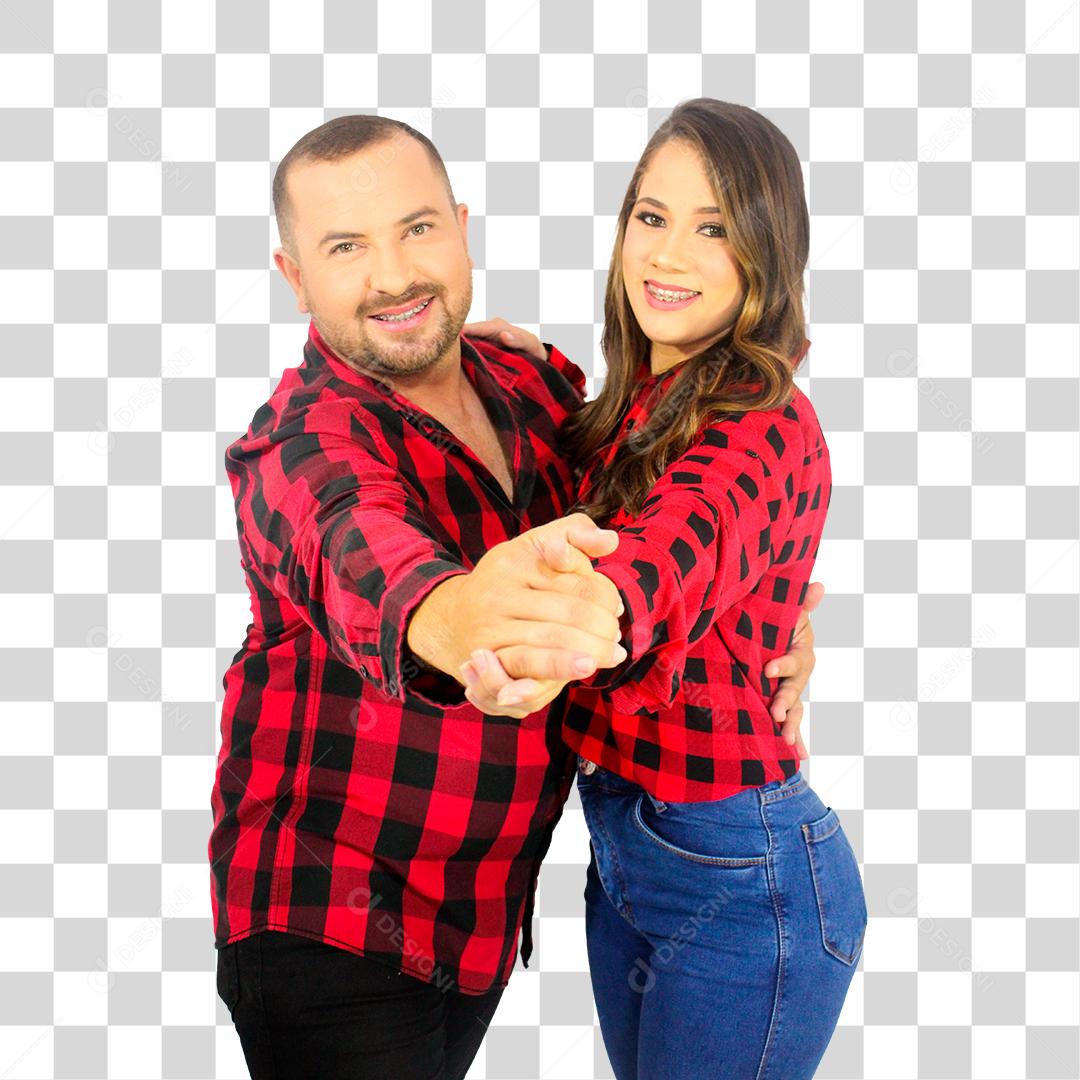 Jovem rapaz e sua esposa dançando festa junina São João