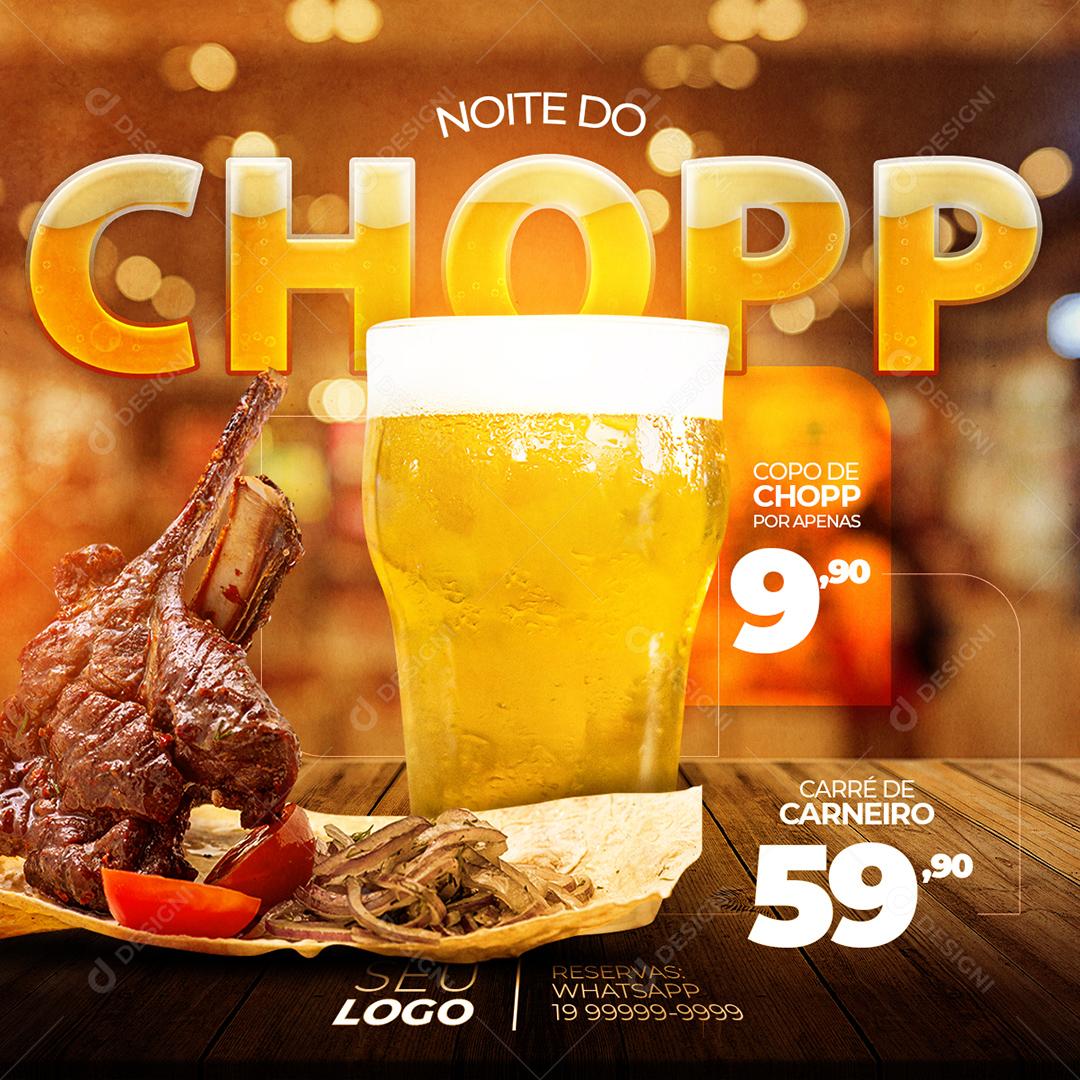 Social Media Noite do Chop Bar Bares Cervejas PSD Editável