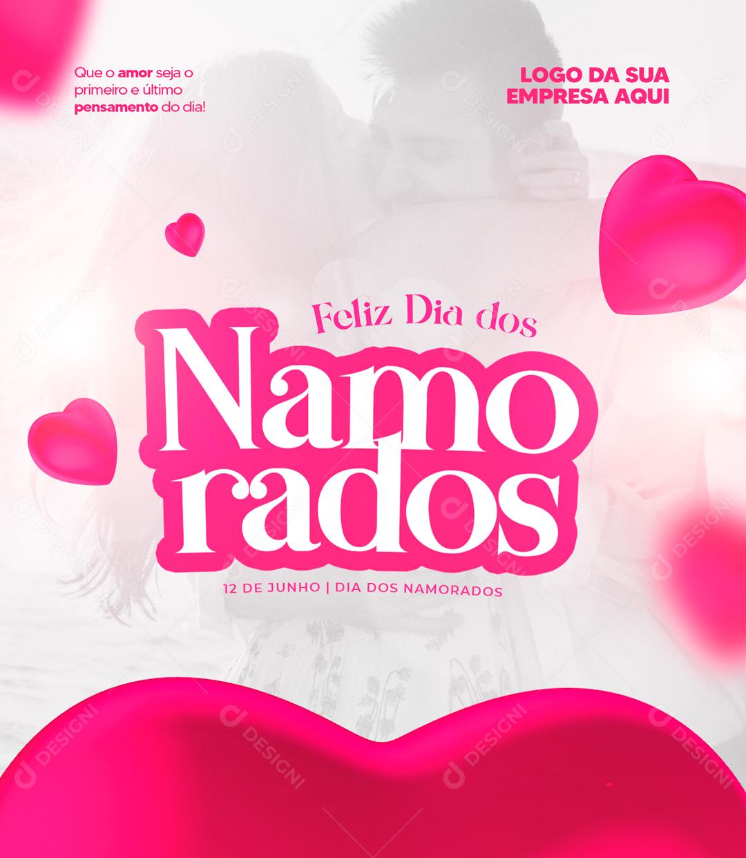 Feliz Dia Dos Namorados Data Comemorativa Social Media PSD Editável