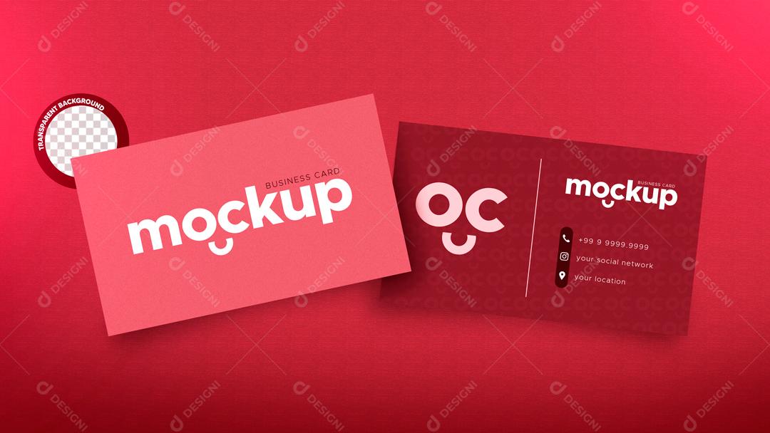 Mockup Logo Gravado Em Cartões Vermelho Para Composição PSD