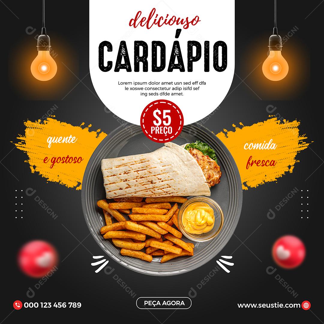 Social Media Restaurantes Delicioso Cardápio Comida PSD Editável