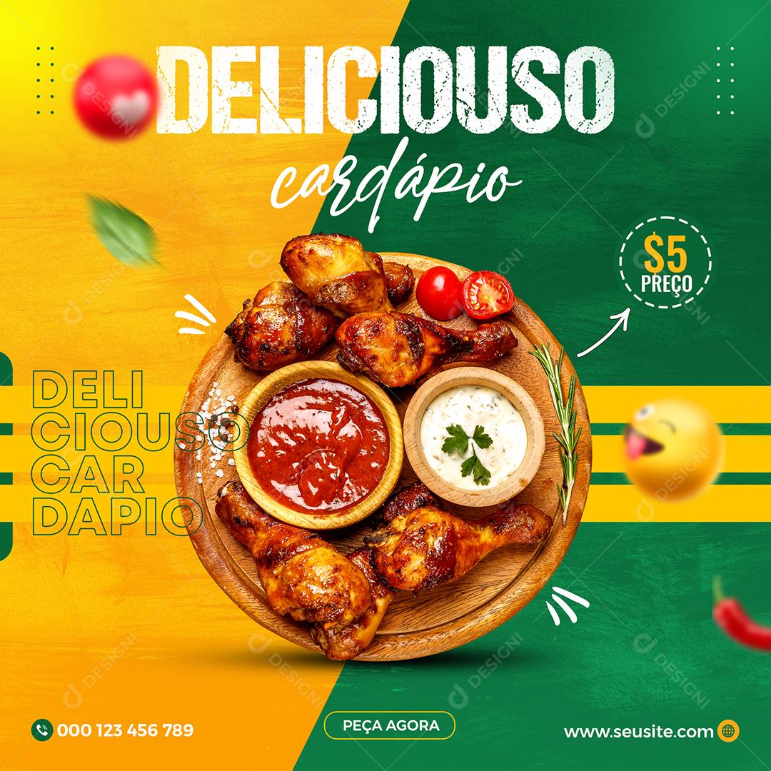 Social Media Restaurantes Delicioso Cardápio Comida PSD Editável