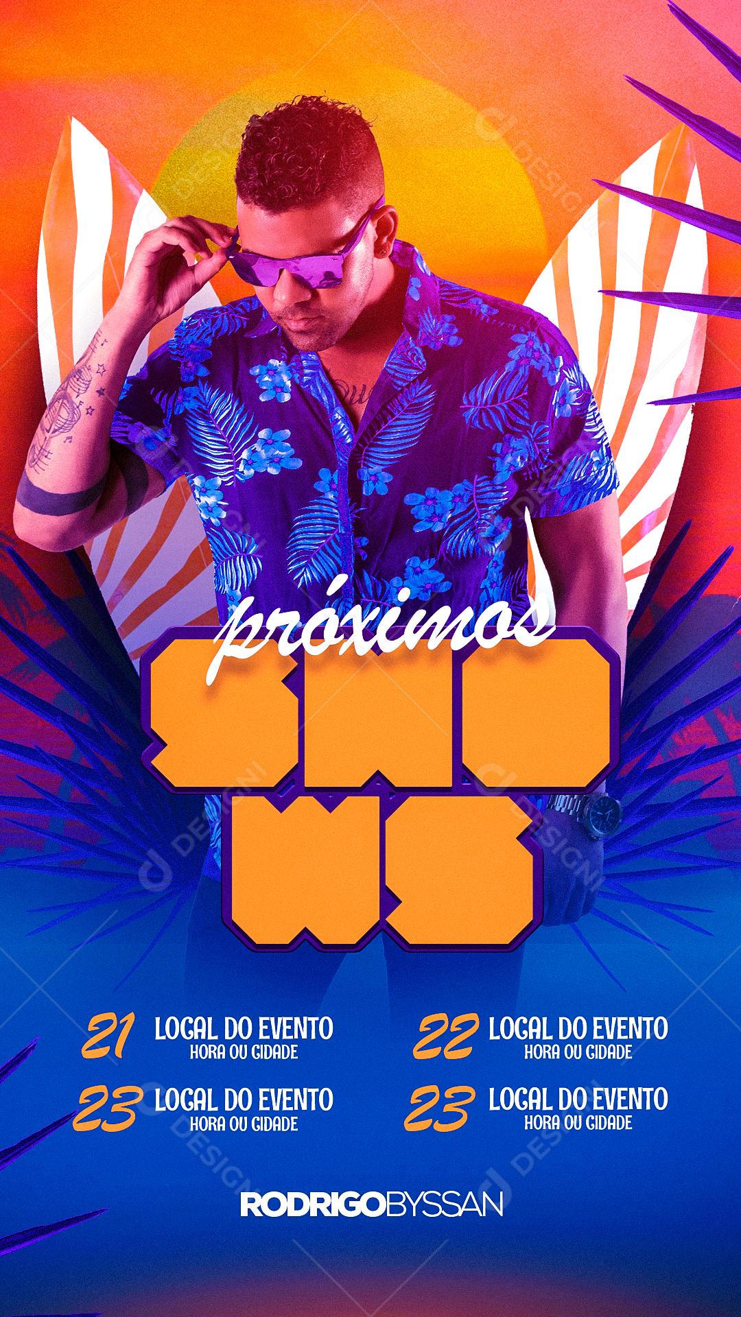 Flyer  Próximos Shows Rodrido Byssan Social Media PSD Editável