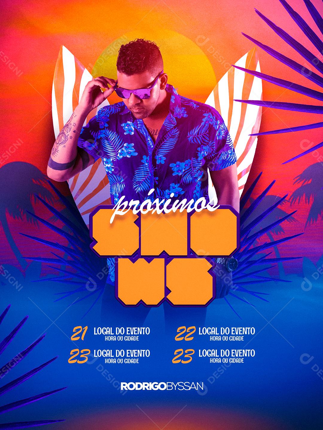 Flyer  Próximos Shows Rodrido Byssan Social Media PSD Editável
