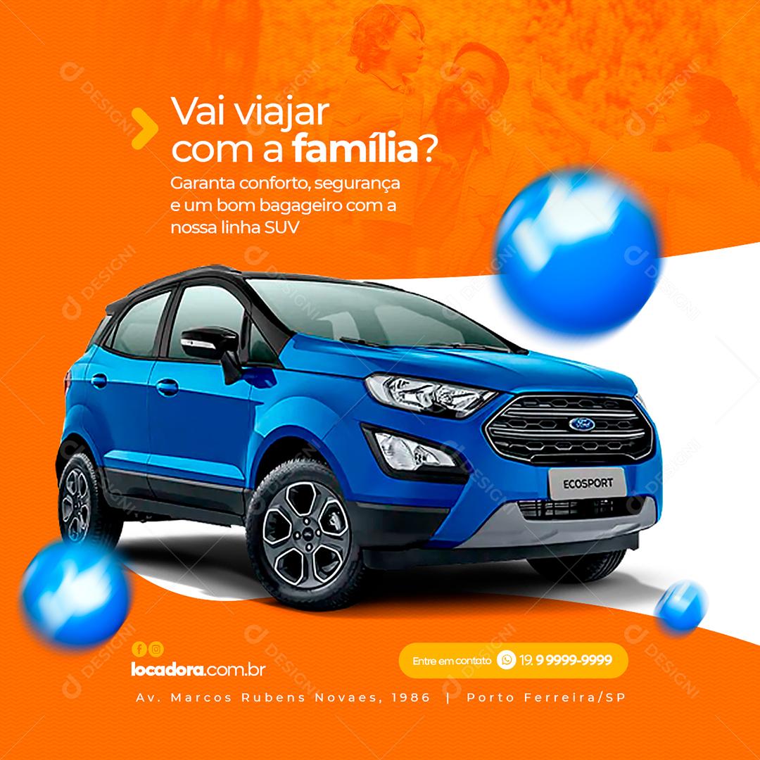 Social Media Vai viajar com a Família Locadora PSD Editável