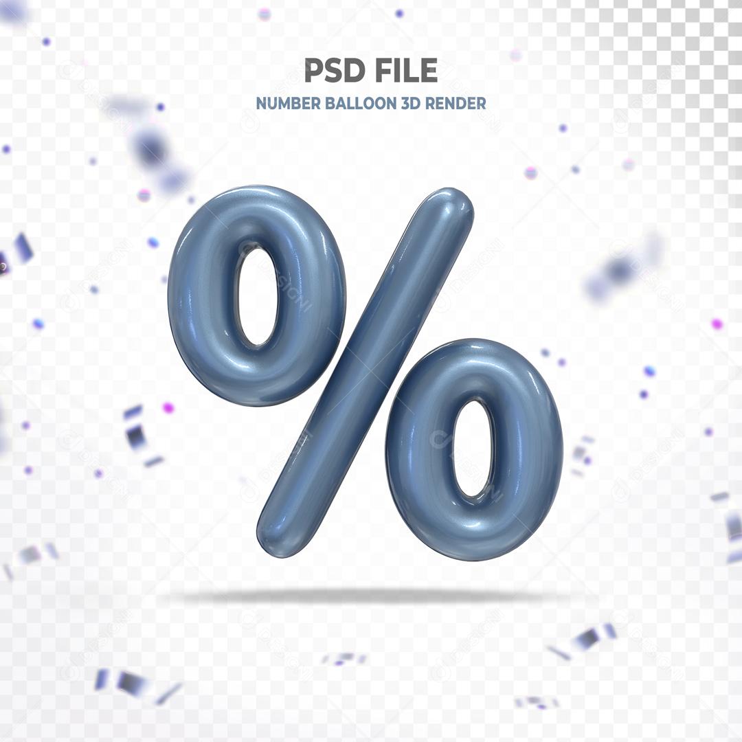 Porcentagem % 3D Cinza PSD