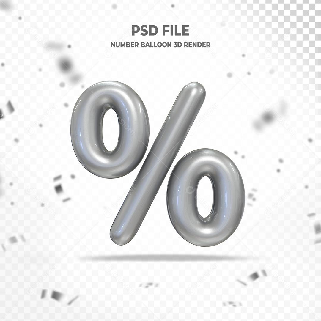 Porcentagem % 3D Cinza PSD