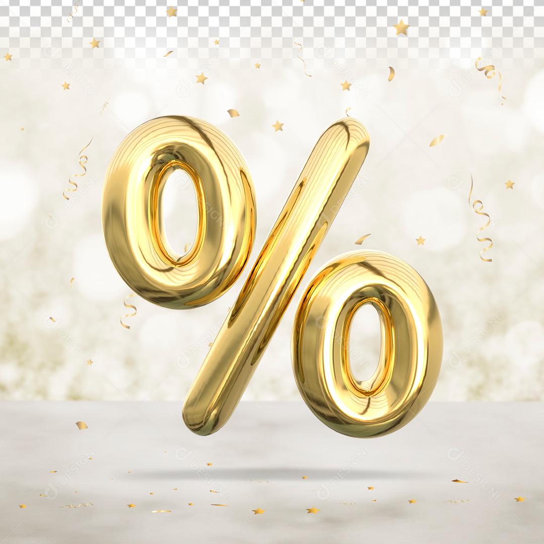 Porcentagem % 3D Dourado PSD