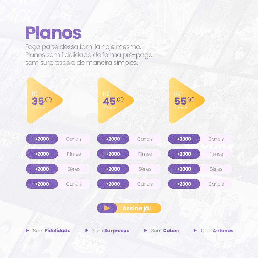 Social Media IPTV Planos sem Fidelidade PSD Editável