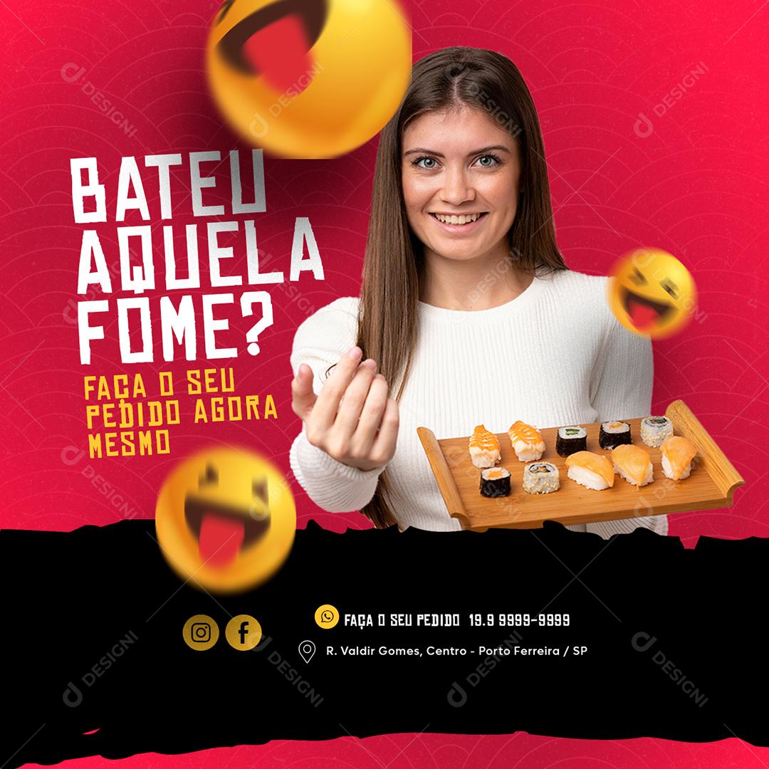 Comida Japonesa Bateu aquela Fome Social Media PSD Editável