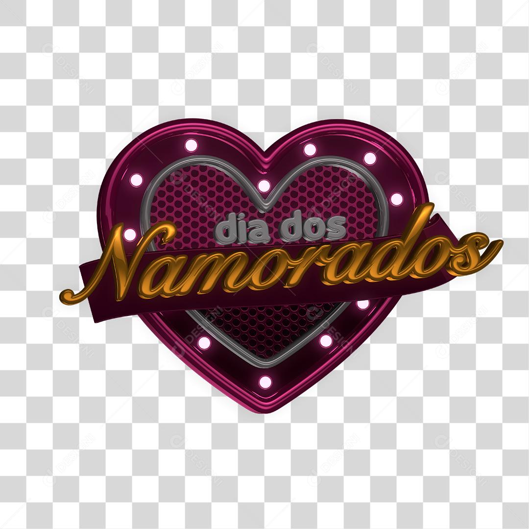 Selo 3D Para Composição Dia Dos Namorados PSDPNG Transparente