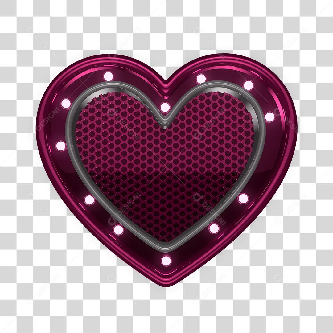 Elemento 3D Para Composição Coração Rosa PNG Transparente