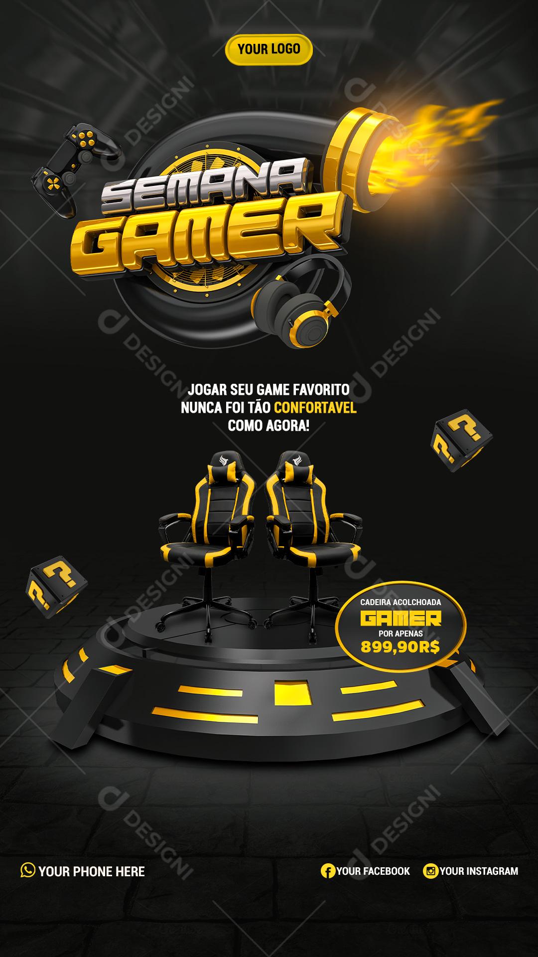 Story Semana Gamer Jogar seu game favorito Social Media PSD Editável