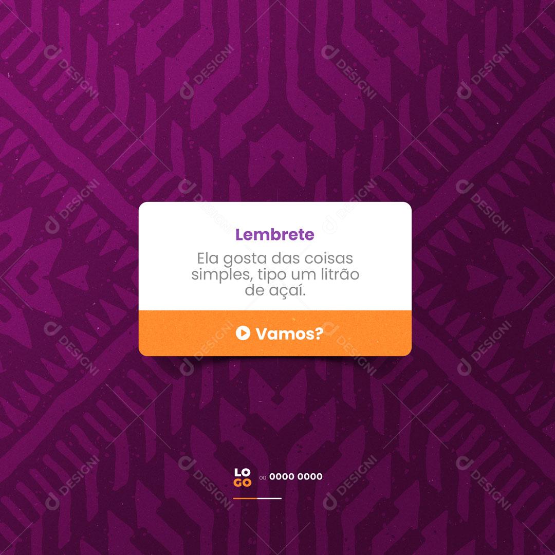 Post Açaiteria Açaí Reminder Social Media Editable PSD