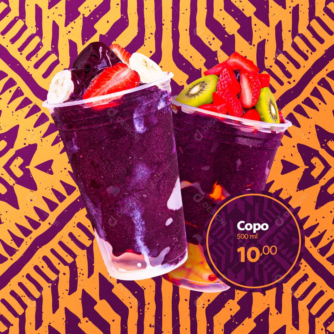 Social Media Açaiteria Açai Pediu Chegou PSD Editável