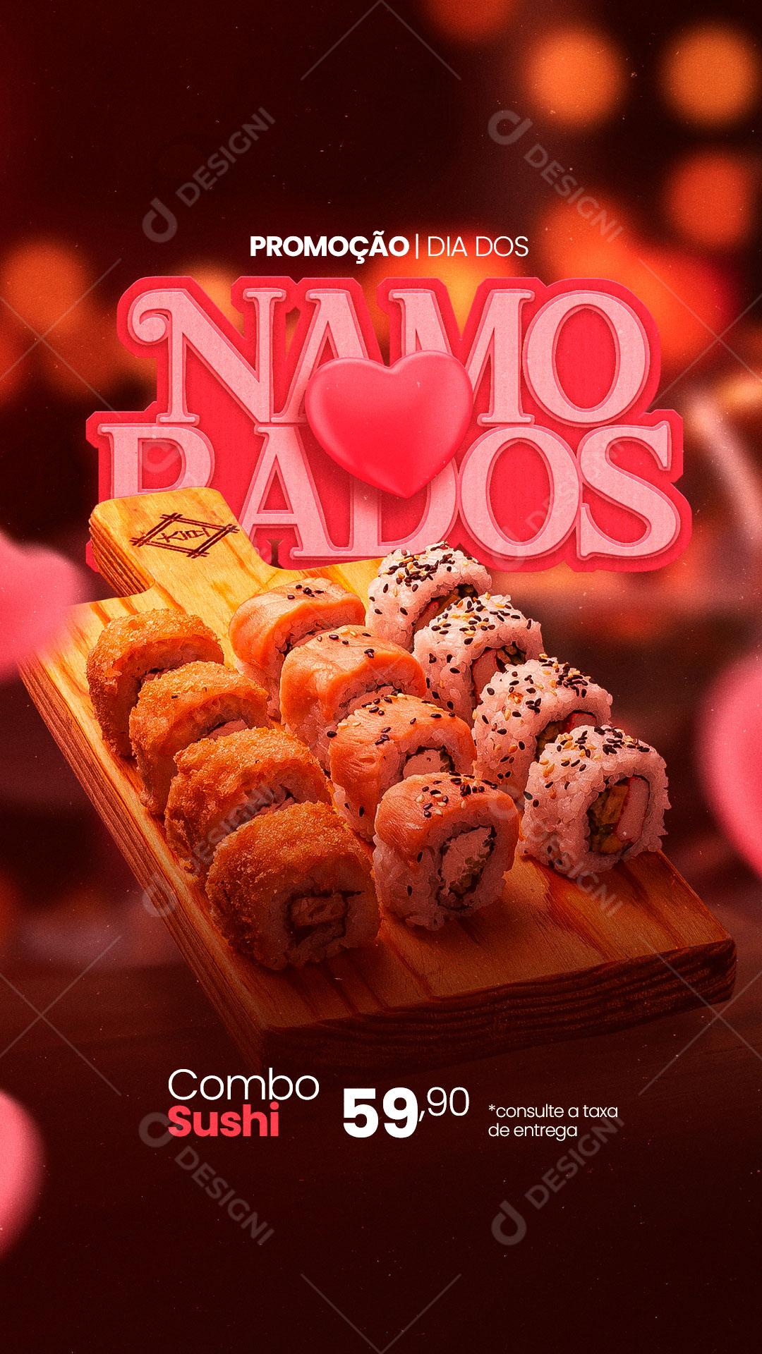 Story Promoção do Dia Dos Namorados Combo Sushi Comida Japonesa Social Media PSD Editável