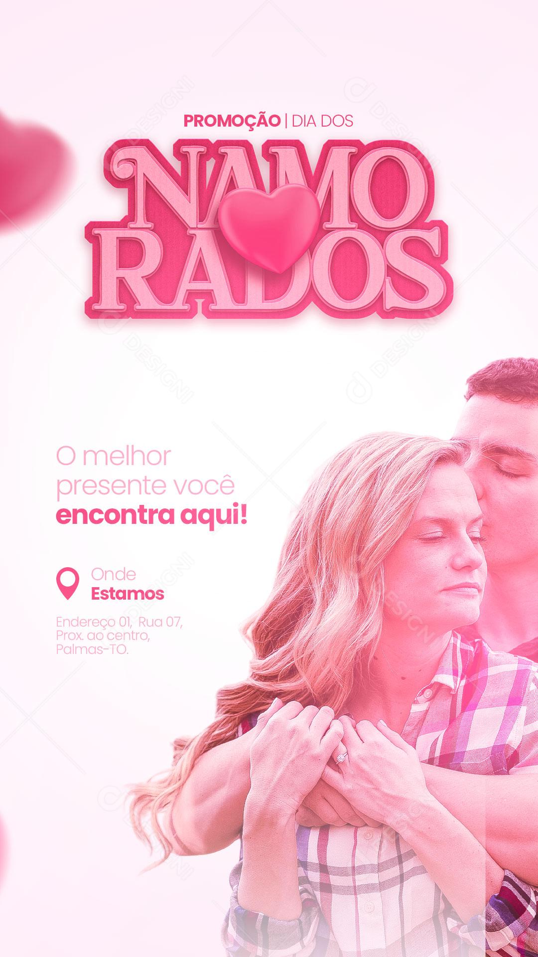 Story O melhor Presente você encontra aqui Dia Dos Namorados Social Media PSD Editável