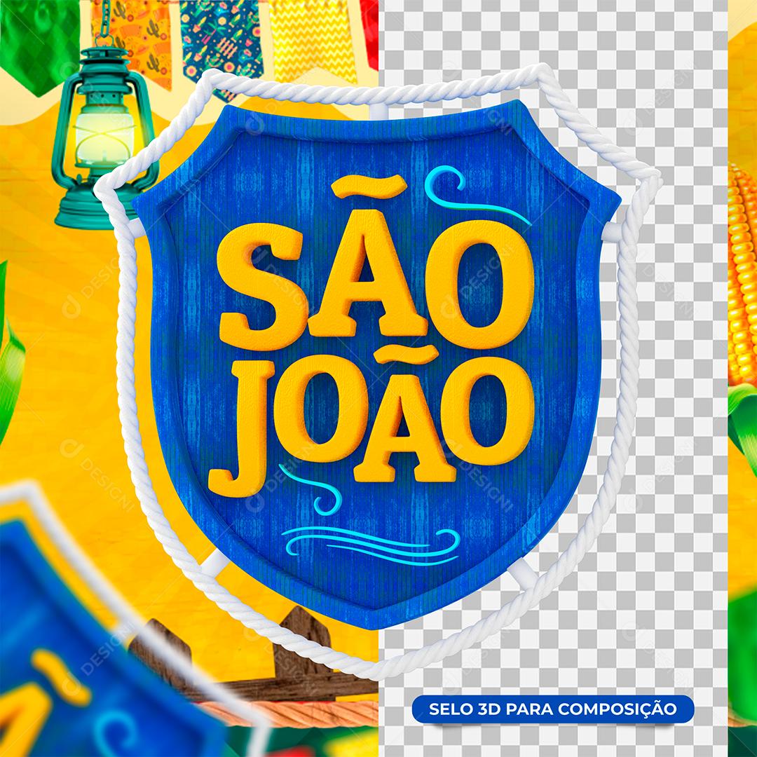 Selo 3D Brasão de São João Azul para Composição PSD