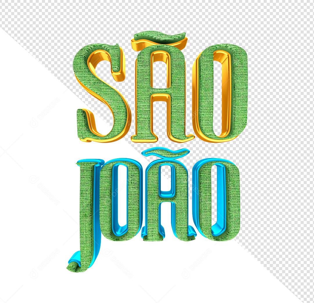 Texto 3D São João Verde Festa Junina Arraiá PSD