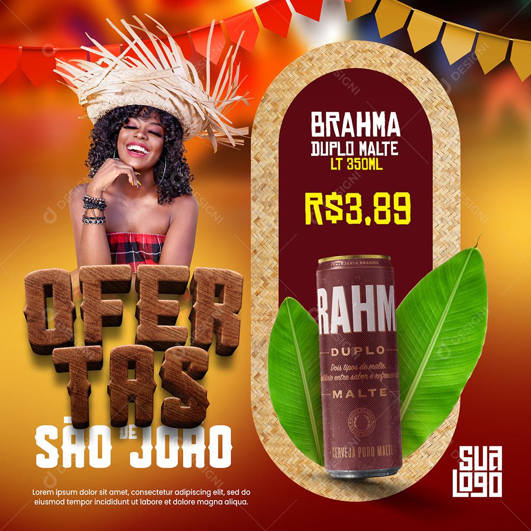 Social Media Ofertas de São João Brahma Duplo Malte PSD Editável